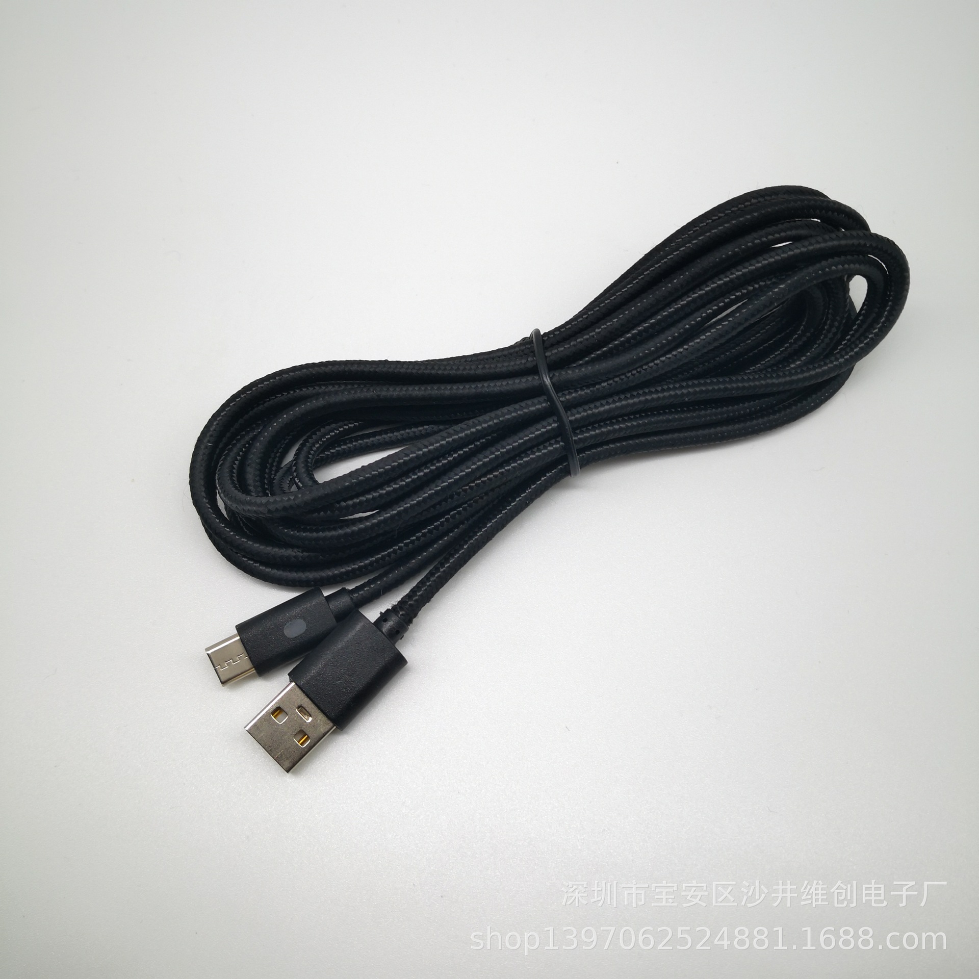 ps5数据线 type-c连接线 ps5无线手柄usb充电线 带指示灯编织线3m