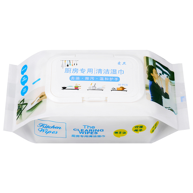 Spot Kitchen Wipes Factory Wholesale Thickened plus-Sized 80 Pumping Household Cleaning Wipes Disposable Kitchen Wipes