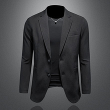 2024春季新款男士休闲西装夹克衫时尚竖条纹暗纹外套XZ303 P165