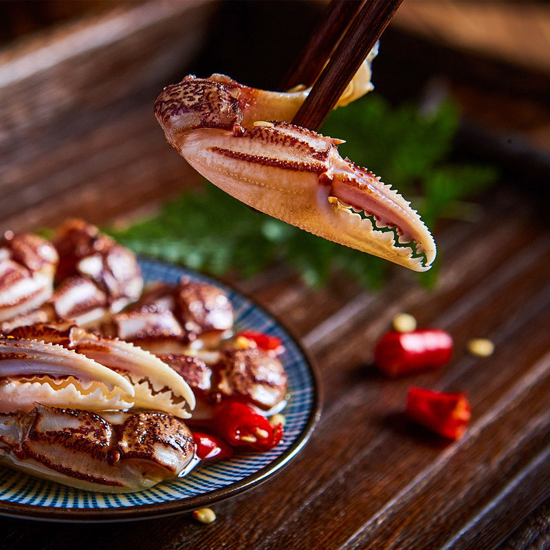 批发醉蟹钳麻辣蟹钳宁波特产即食辣味螃蟹脚网红零食小吃夜宵工厂