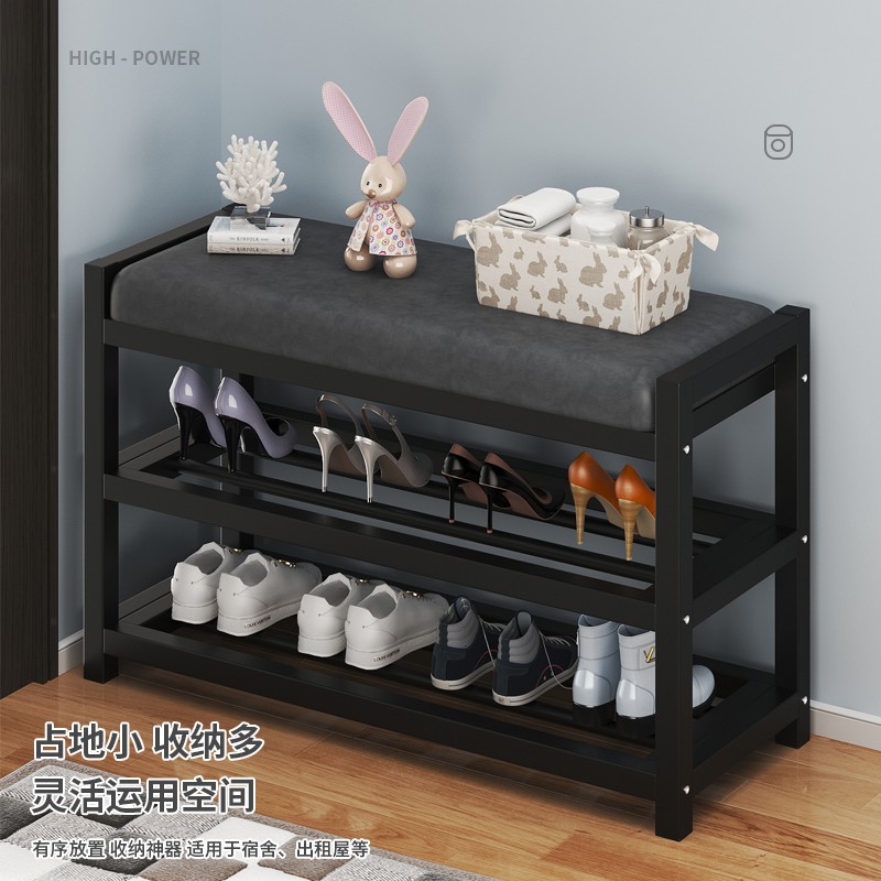 鞋架可坐换鞋凳简易家用门口出租屋省空间收纳鞋入户铁艺儿童鞋柜
