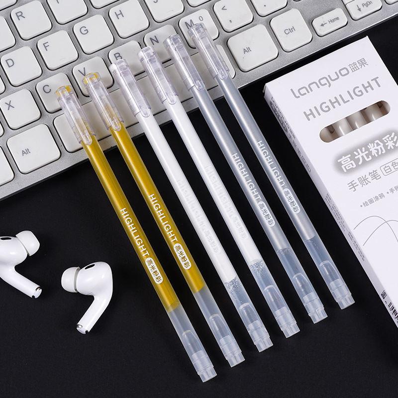 蓝果 高光粉彩系列中性笔ins学生手帐学习文具笔记重点标注闪光笔