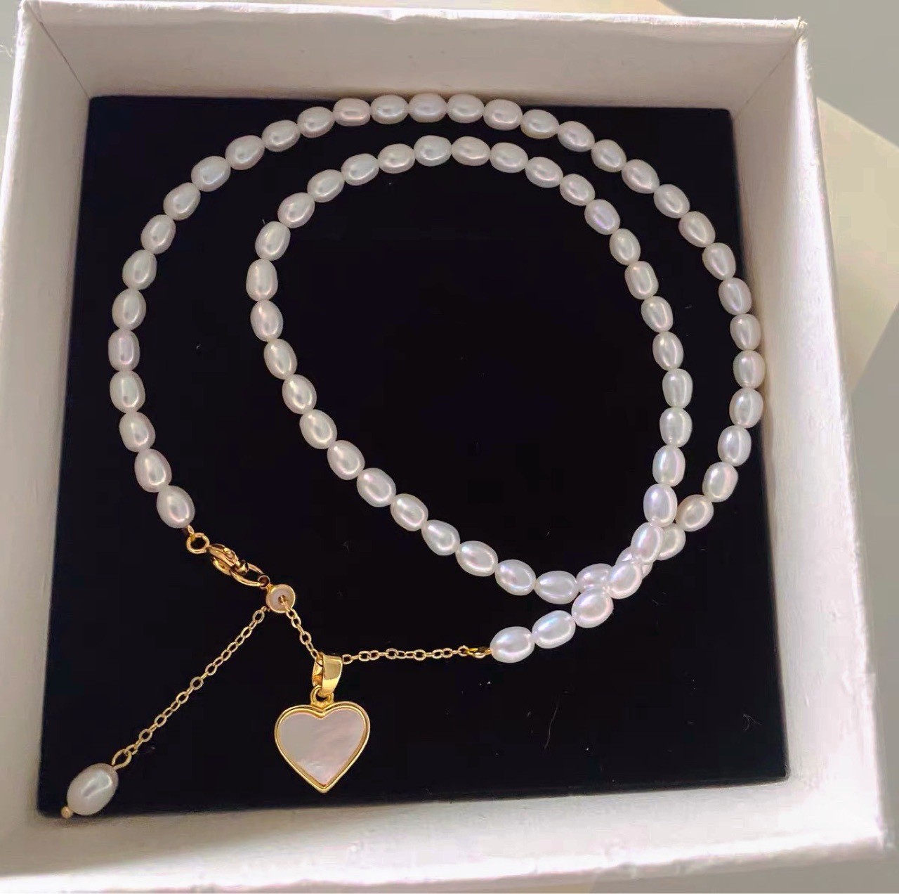 Heart Beating Natural Freshwater Pearl Necklace Women's Fashion Fritillary Love Pendant 18K Gold-Plated Collarbone Necklace Necklace