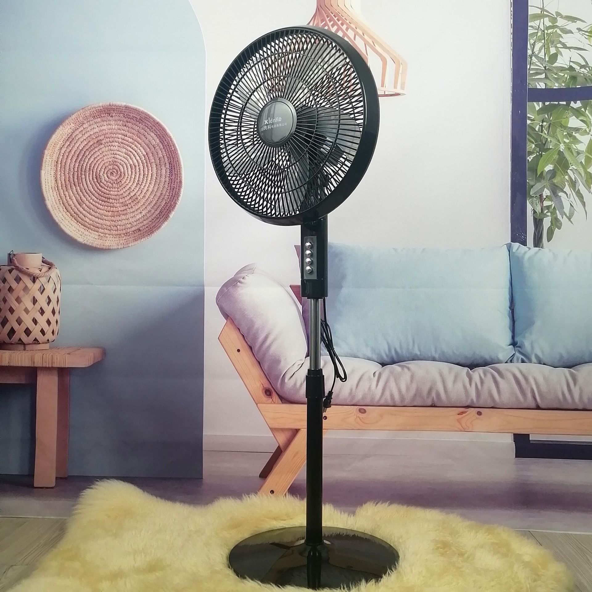 自产自销礼品落地扇批发方形16寸大风力电风扇小家电立式 落地扇