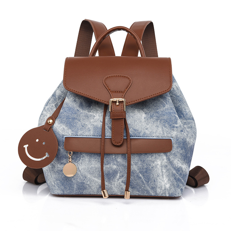 Backpack Female 2022 New Genuine Leather Ladies' Bags Fashion Colorblock Cowhide Backpack Women's Schoolbag Guangzhou Wholesale