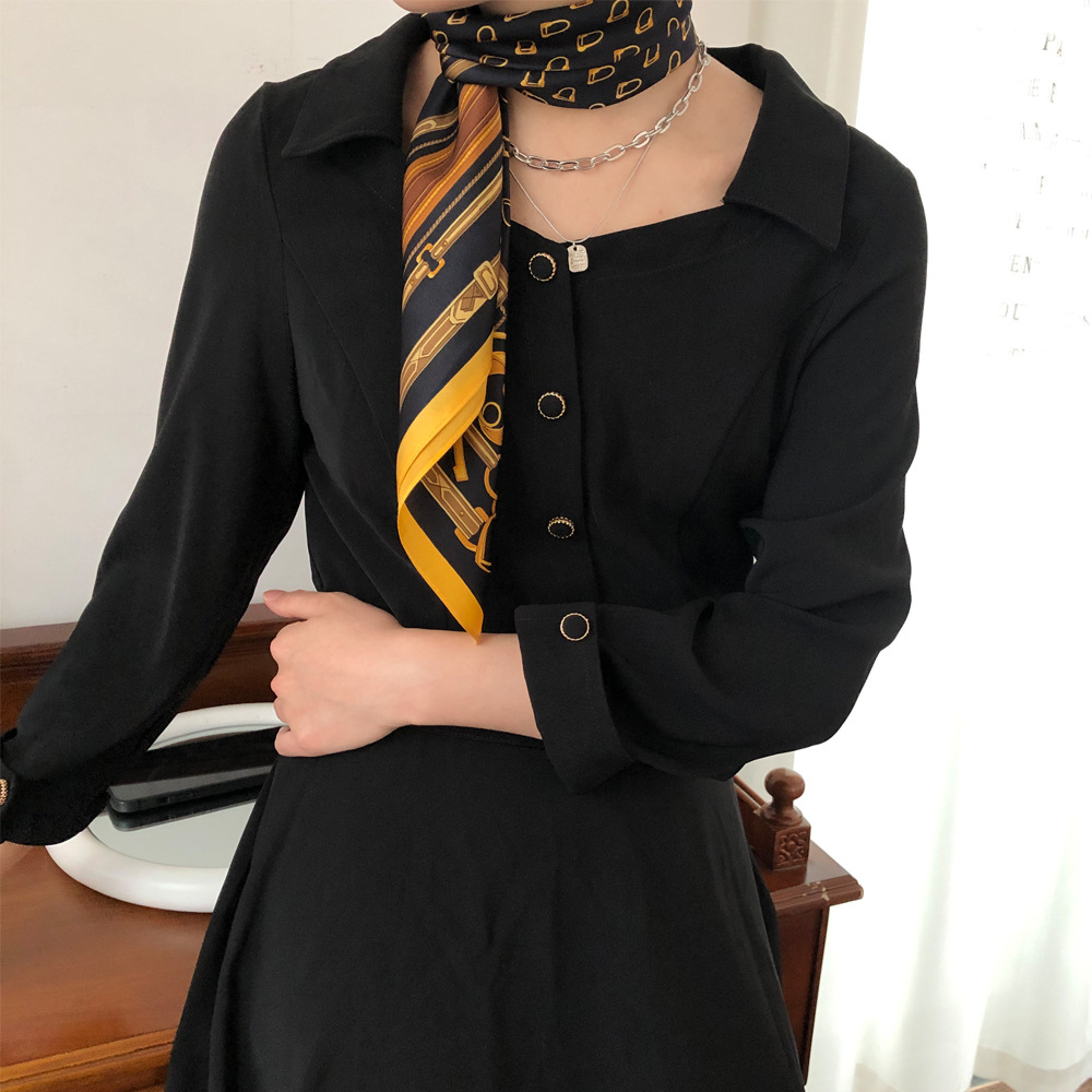 秋季新款真丝丝巾百变包头丝巾发带女士桑蚕丝中方巾真丝丝巾