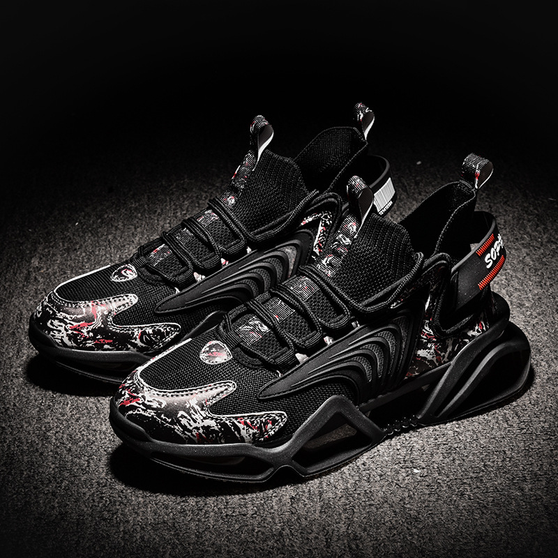 欧洲站男鞋潮牌秋季夜光机甲鞋变形金刚黑武士休闲厚底跑步老爹鞋