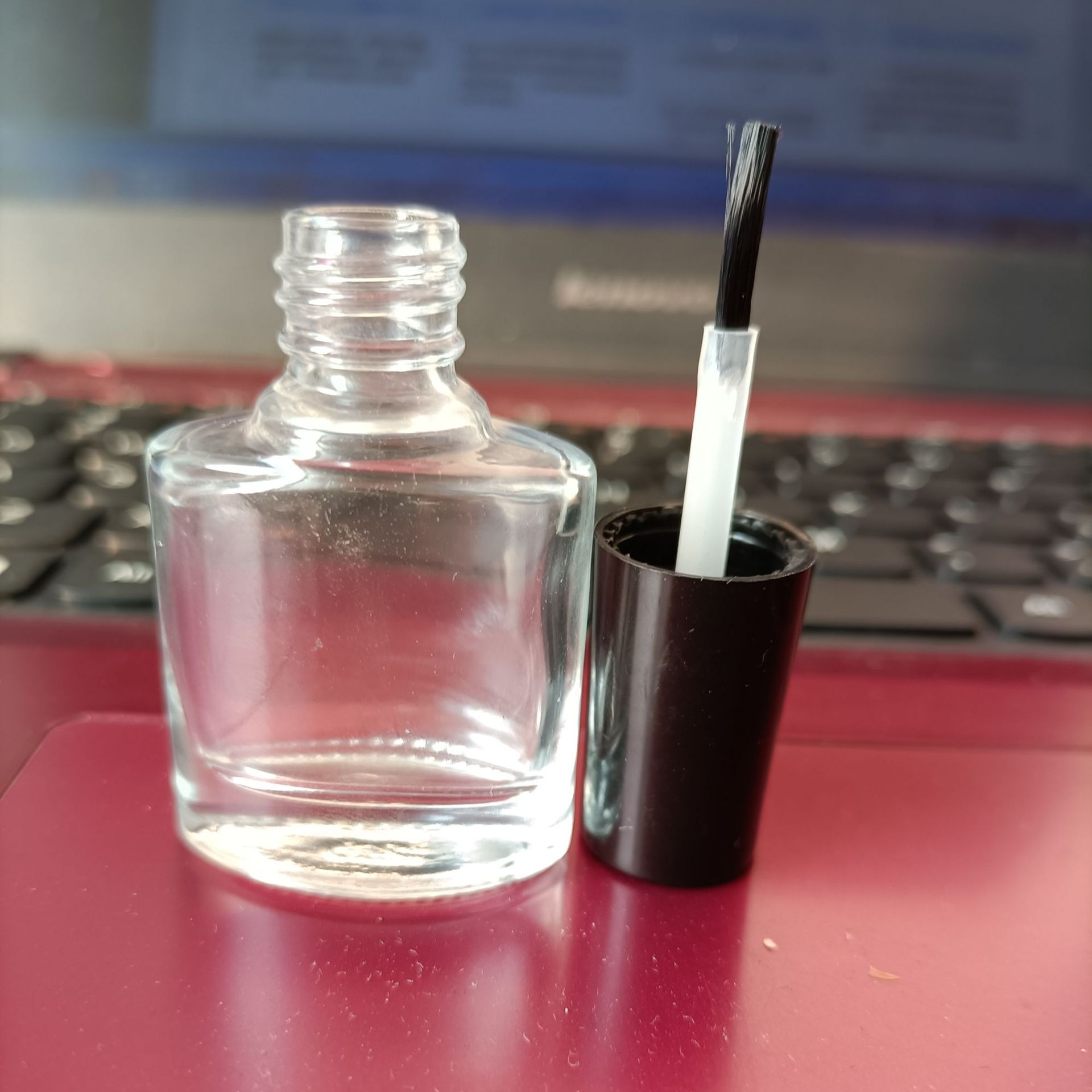 厚底扁圆指甲油玻璃瓶8ml透明高档化妆品瓶美甲日化包装瓶随园瓶