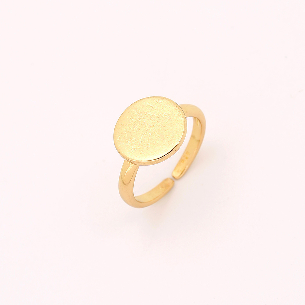 cxwind 金平面戒托 diy戒指空托 925银戒指女士开口调节环饰品