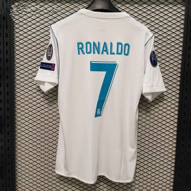 1718皇马球衣主场欧冠决赛版7号c罗4号拉莫斯贝尔短/长袖队服