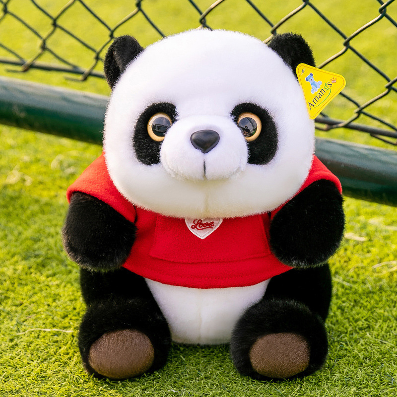 仿真可爱熊猫毛绒玩具穿卫衣大熊猫公仔布娃娃玩偶四川成都动物园