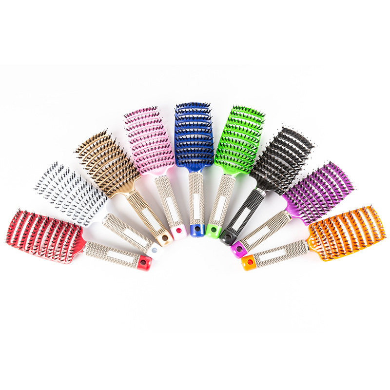 Dangmei Bristle Big Curved Comb Fluffy Shaping Comb Massage Modeling Oil Head Vent Comb Hairdressing Comb Bristle