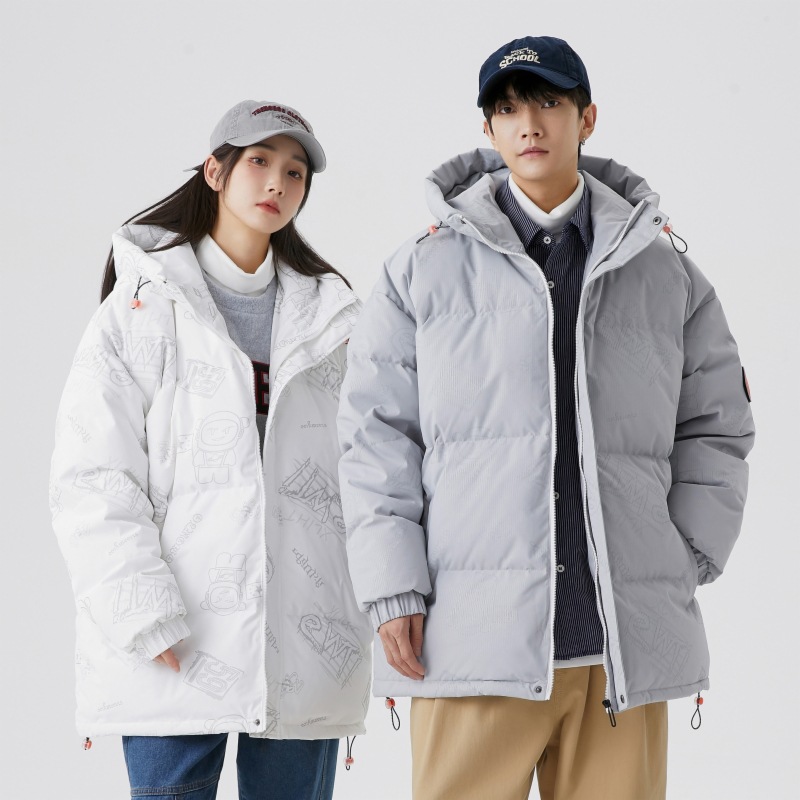 Feile Fish Couple down Coat 85% Duck down Long Cotton Coat Warm Men's Cotton-Quilted Coat Simple Outdoor Mountaineering Clothing