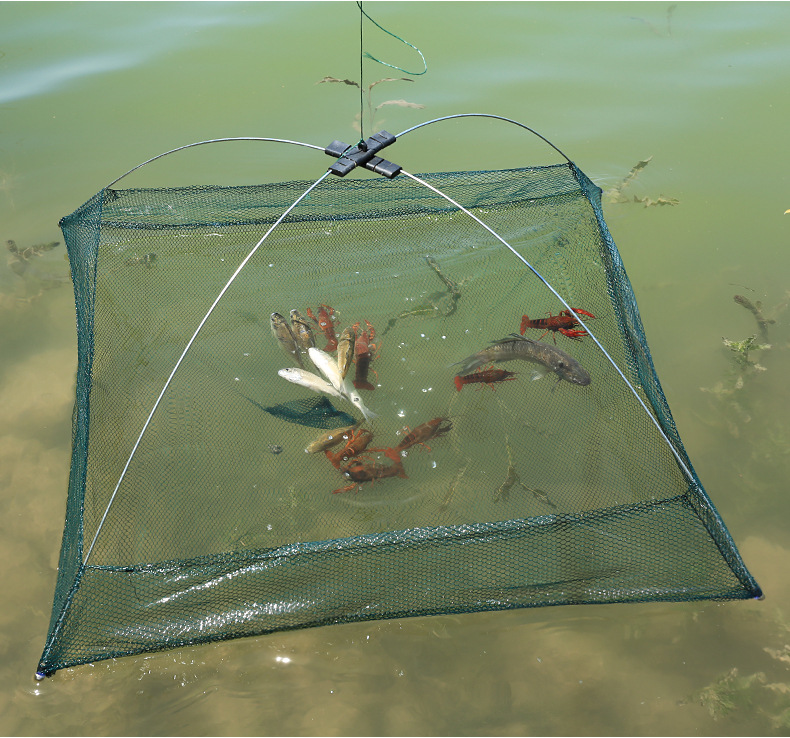 开放式折叠提网抬网虾笼渔网捕虾网捕鱼网抓鱼网搬筝搬网捕鱼工具