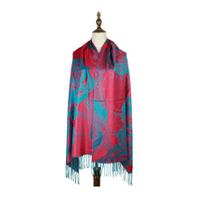牡丹提花围巾空调披肩人棉Pashmina scarfs long shawls factory