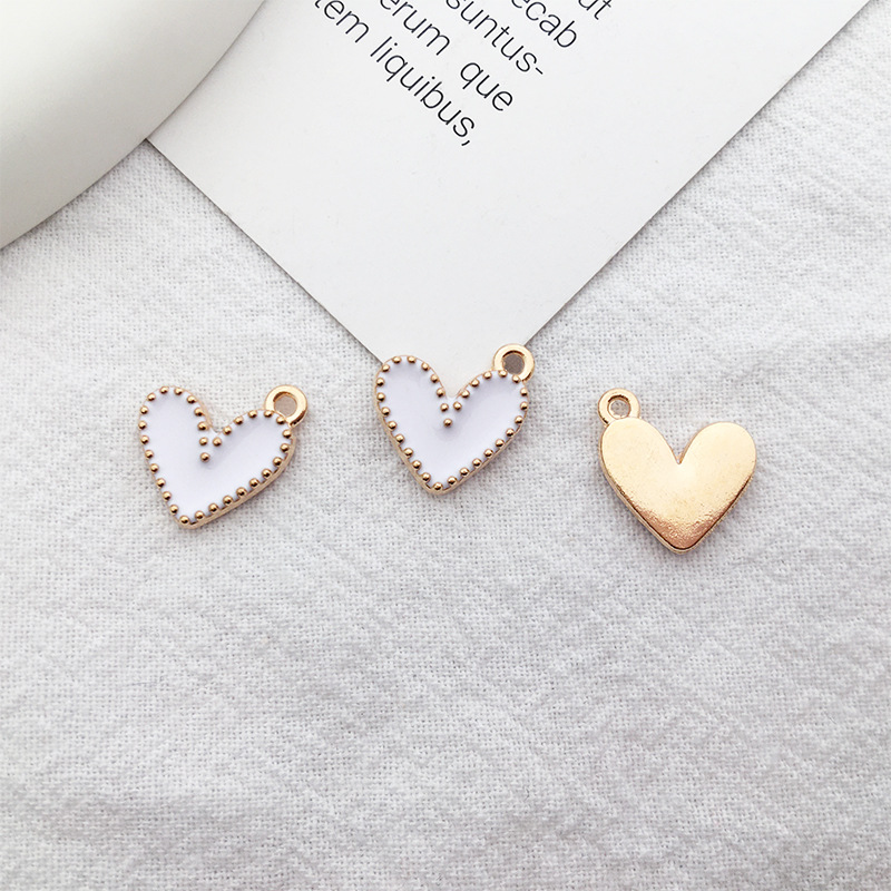 Personalized Ornament DIY Korean Style Alloy Oil Drop Peach Heart Love Color Simple Necklace Hanging Piece Pendant Wholesale