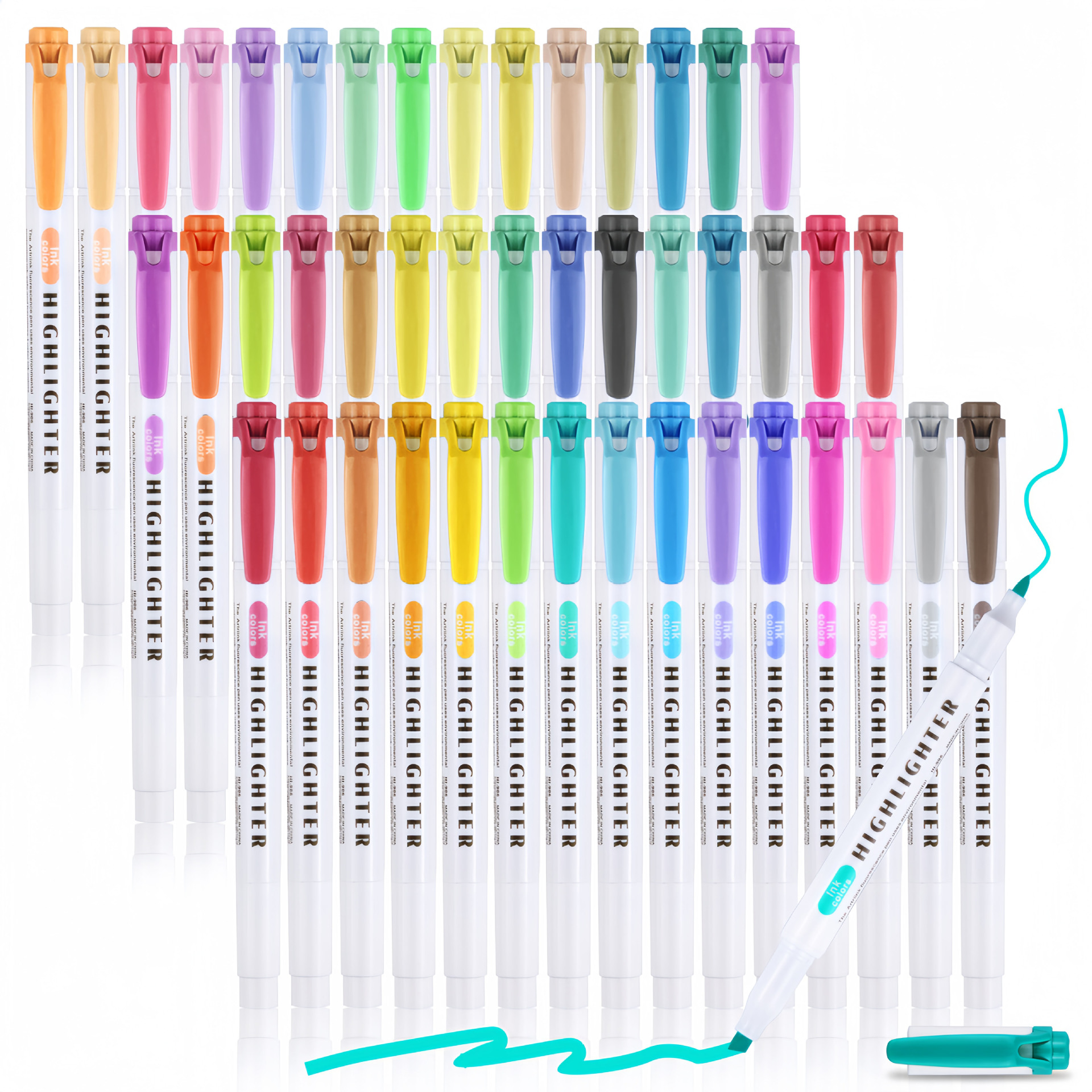 创意双头荧光笔18色双头记号笔学生笔记手账划重点专用标记马克笔