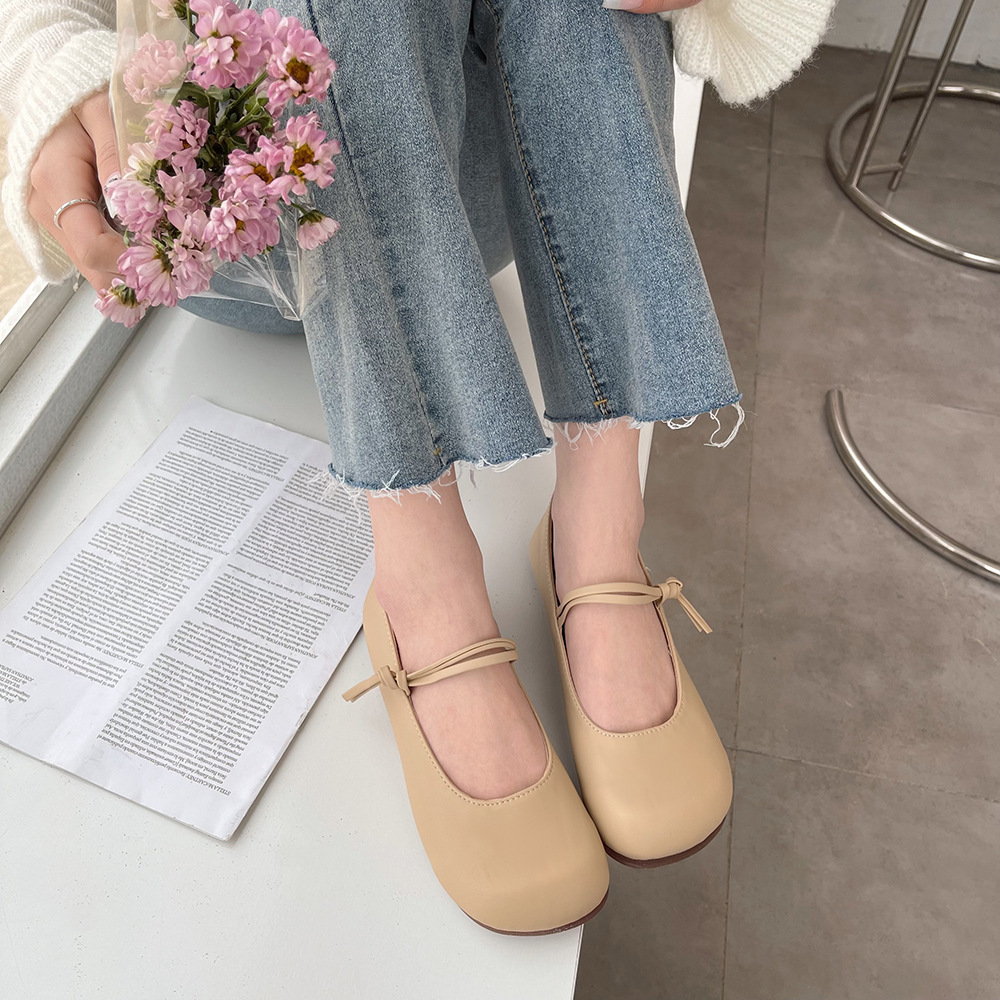 flat heel shoe Flat Retro Girl's Single-Layer Shoes 2023 Spring and Summer New Leather Shoes Women's Big Toe Black Soft Bottom Fashionable Elegant Evening Shoes