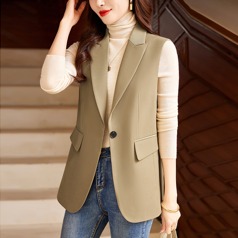 黑色西装马甲女春秋2023新款高级感女士工装职业气质春秋马甲背心