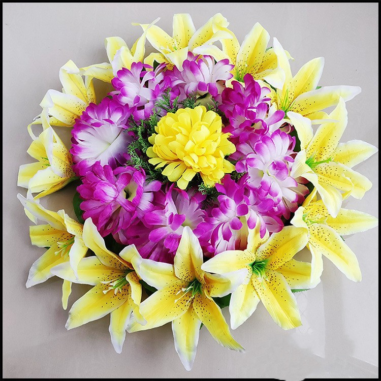 祭祀祭奠花圈用品清明节祭祖的扫墓上坟墓地塑料仿真假花菊花小号