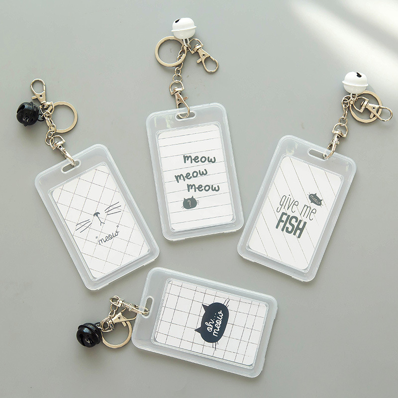 饭卡保护套学生透明公交卡套门禁卡带钥匙扣创意校园可爱一件批发