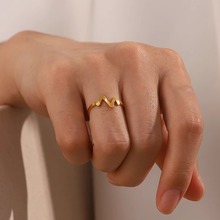 思琳 法式心电图戒指女小众百搭钛钢戒指不锈钢金闭口心跳指环