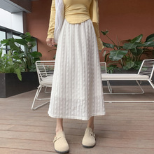 法式气质白色蕾丝提花半身裙2024春季新款高腰休闲大裙摆半身长裙