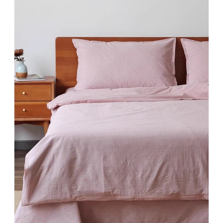 天宜水洗棉四件套全棉简约被罩床单春秋双人床上用品