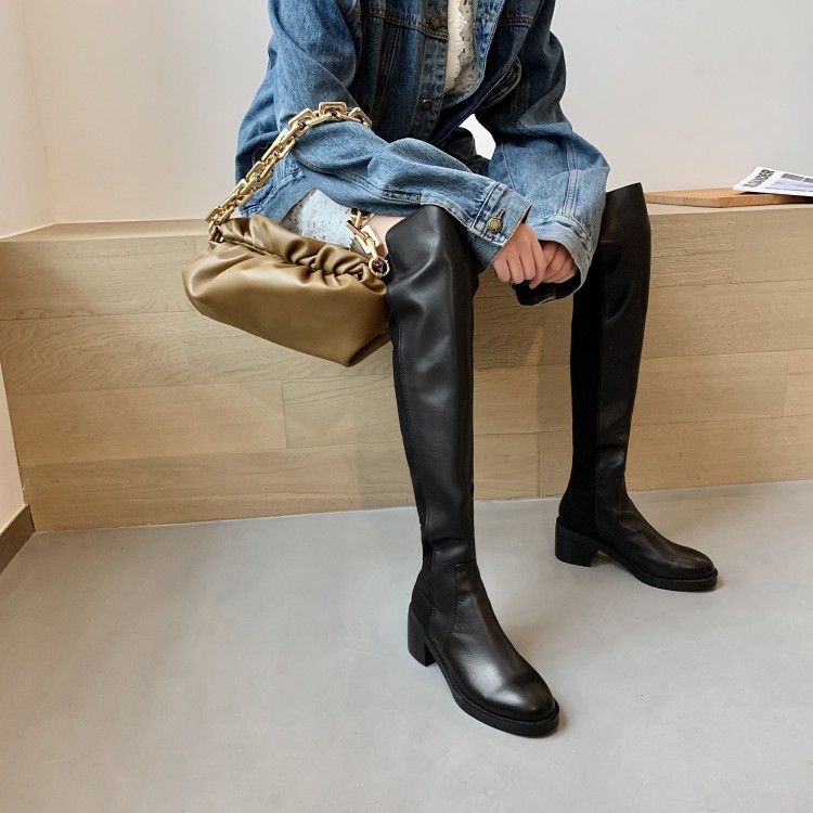 一件代发长筒靴女骑士靴厚底过膝长靴显腿弹力靴高筒靴皮靴马靴