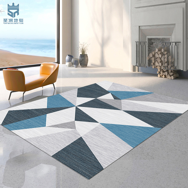 Living Room Carpet New Geometric Pattern Household Living Room Crystal Velvet Carpet Floor Mat Modern & Minimalism Bedroom Carpet