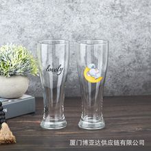 跨境精酿啤酒杯定 制logo酒吧餐厅玻璃啤酒杯水晶束腰创意啤酒杯