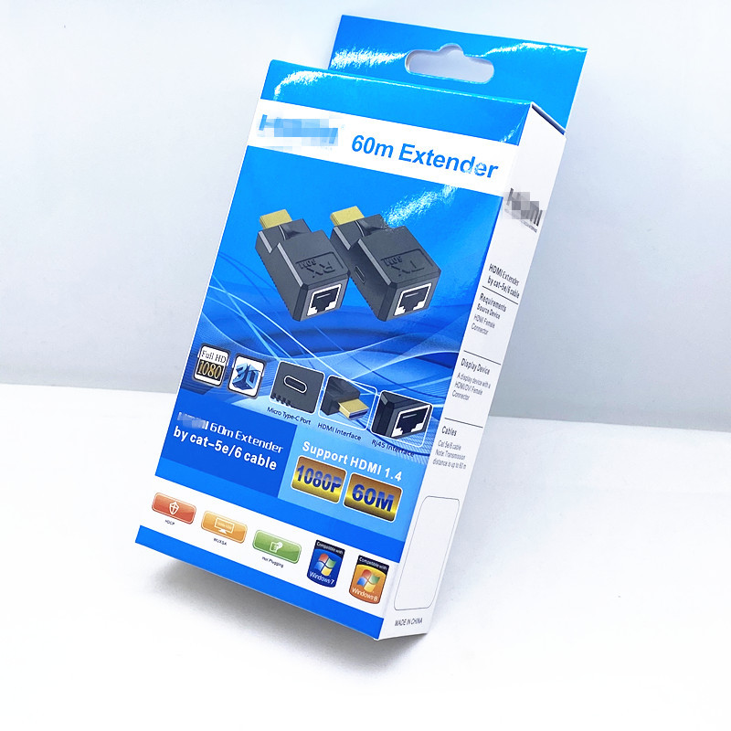 Cross-Border New 60M Hdmi Extender Single Cable Rj45 to Hdmi Hd 1080P Unilateral Power Supply