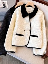 欧货短款加厚棉服2023年新款冬季胖mm设计感宽松显瘦撞色棉衣外套
