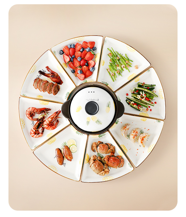 拼盘餐具盘子套装组合家用圆桌陶瓷火锅菜盘餐盘过年团圆用的碟子