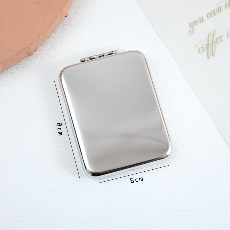 Cosmetic Mirror Stainless Steel Mini Mirror Folding Mirror Student Handheld Double Mirror Portable Clamshell Portable Mirror