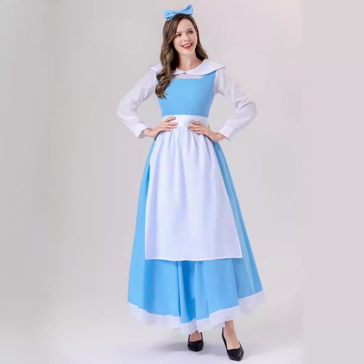 20024年欧美外贸万圣节cosplay公主灰姑娘礼服童话故事蓝色表演女