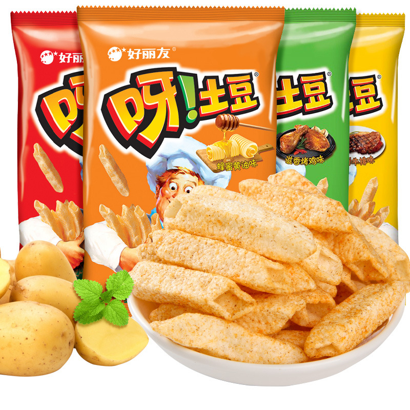 好丽友呀土豆40g/包薯片 小包蜂蜜黄油味四味膨化休闲零食品