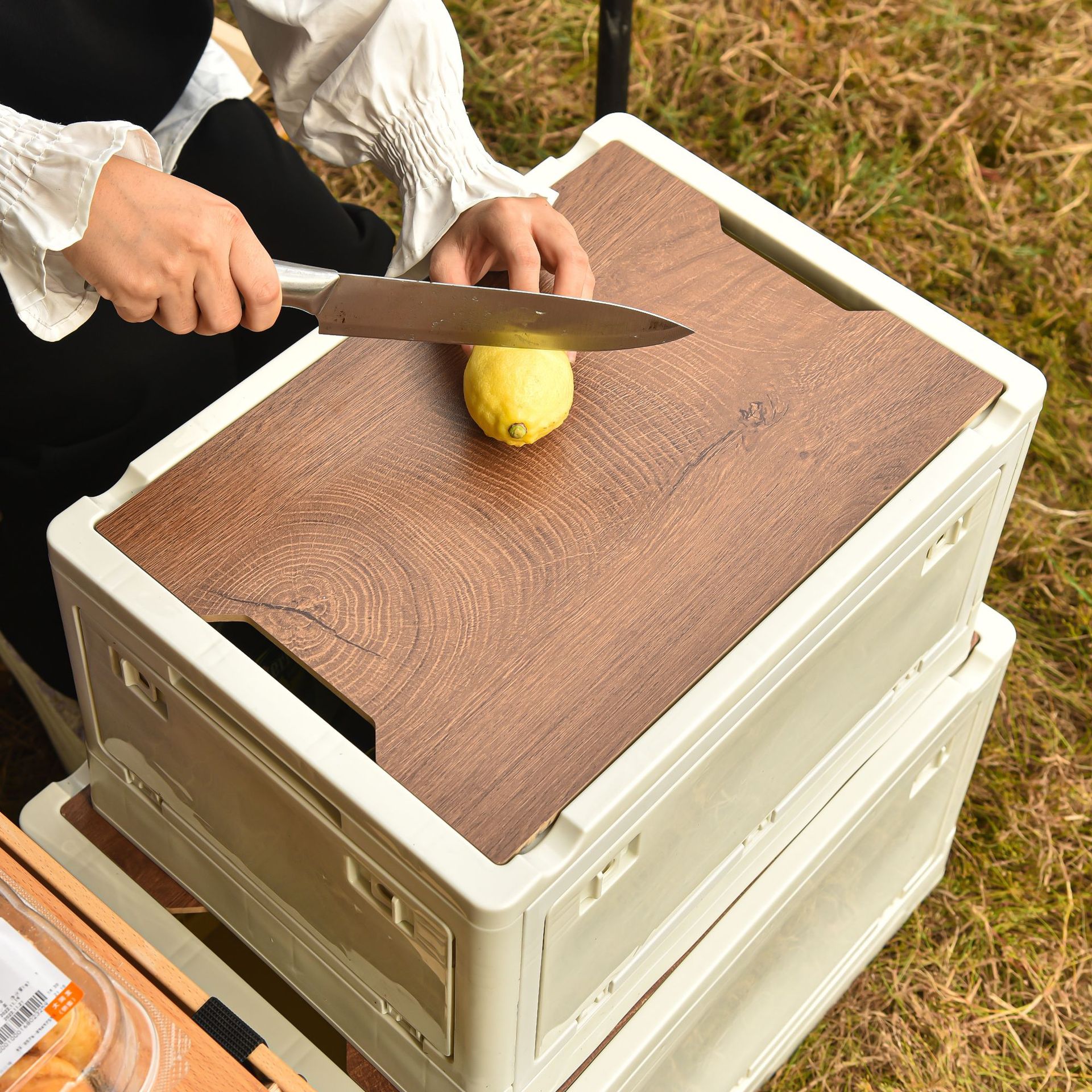 Outdoor Storage Box Side Door Camping Box Multifunctional Five Open Doors Folding Box Car Storage Box Wooden Lid