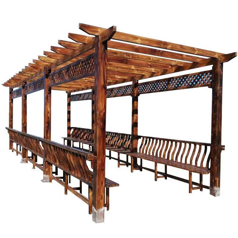 防腐木葡萄架户外碳化木廊架庭院花架凉亭架子花园长廊简易爬藤架