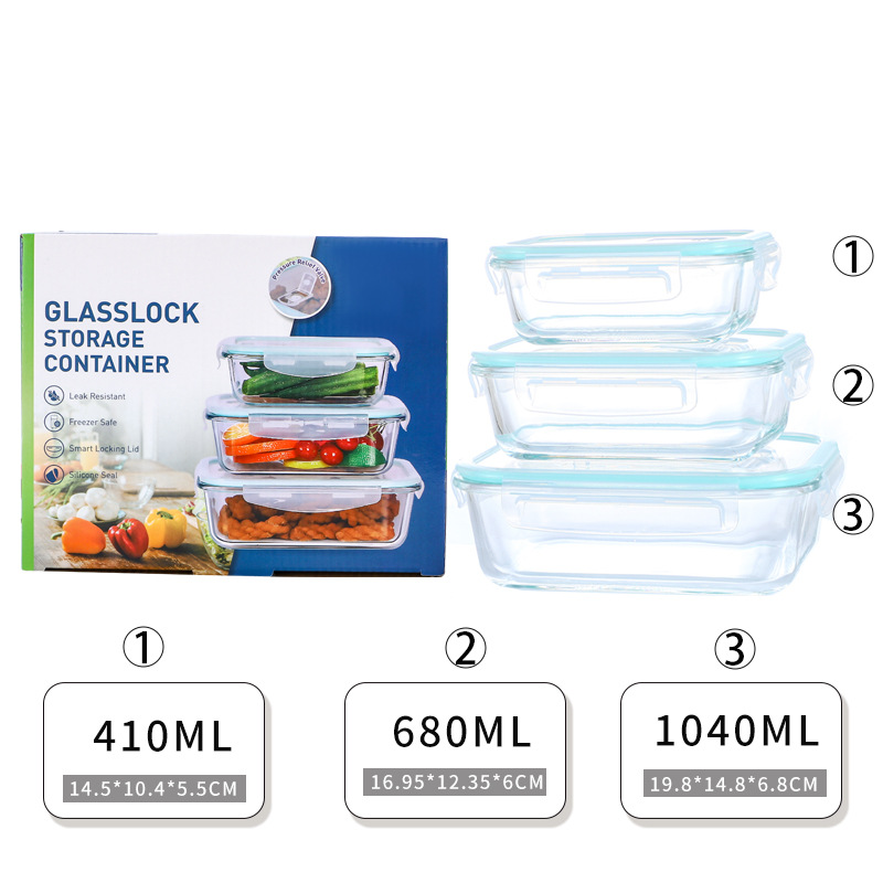 Borosilicate Glass Fresh Bowl Heat-Resistant Household Food Thermal Box Fruit and Vegetable Crisper Oven for Refrigerator