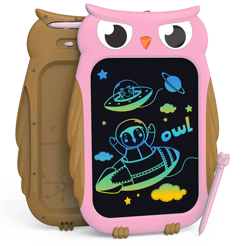 Cartoon Blue Owl Electronic Drawing Board LCD Color Screen Handwriting Board Children's Painting Graffiti Writing Board