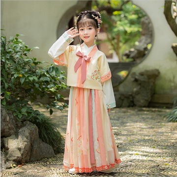 女童古装汉服春秋款儿童唐装古风超仙樱花公主裙中国风国学演出服