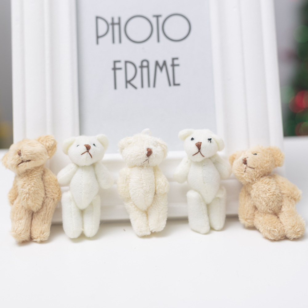 Plush Toy 4.5cm Long Hair Momo Bear Bare Bear 6cm Xiaodi Bear Doll Handmade Ornament Shoes and Hats Gift Box Accessories