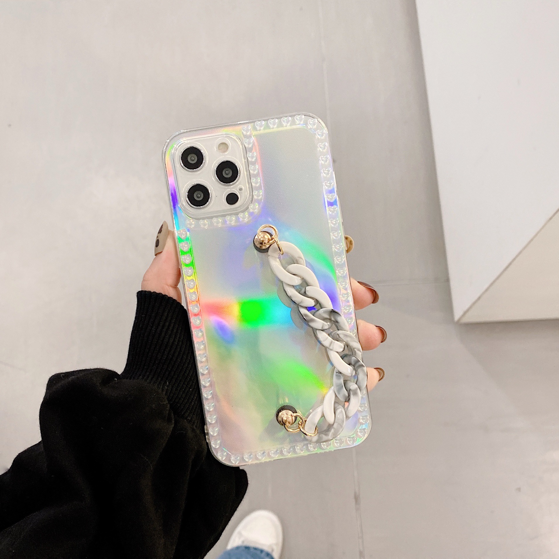 tpu大理石腕带透明镭射时尚适用iphone12 pro max 苹果11手机壳