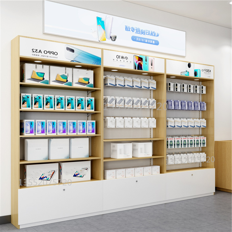 小米手机店配件展示架木质配件展示柜手机壳配件柜靠墙手机柜台