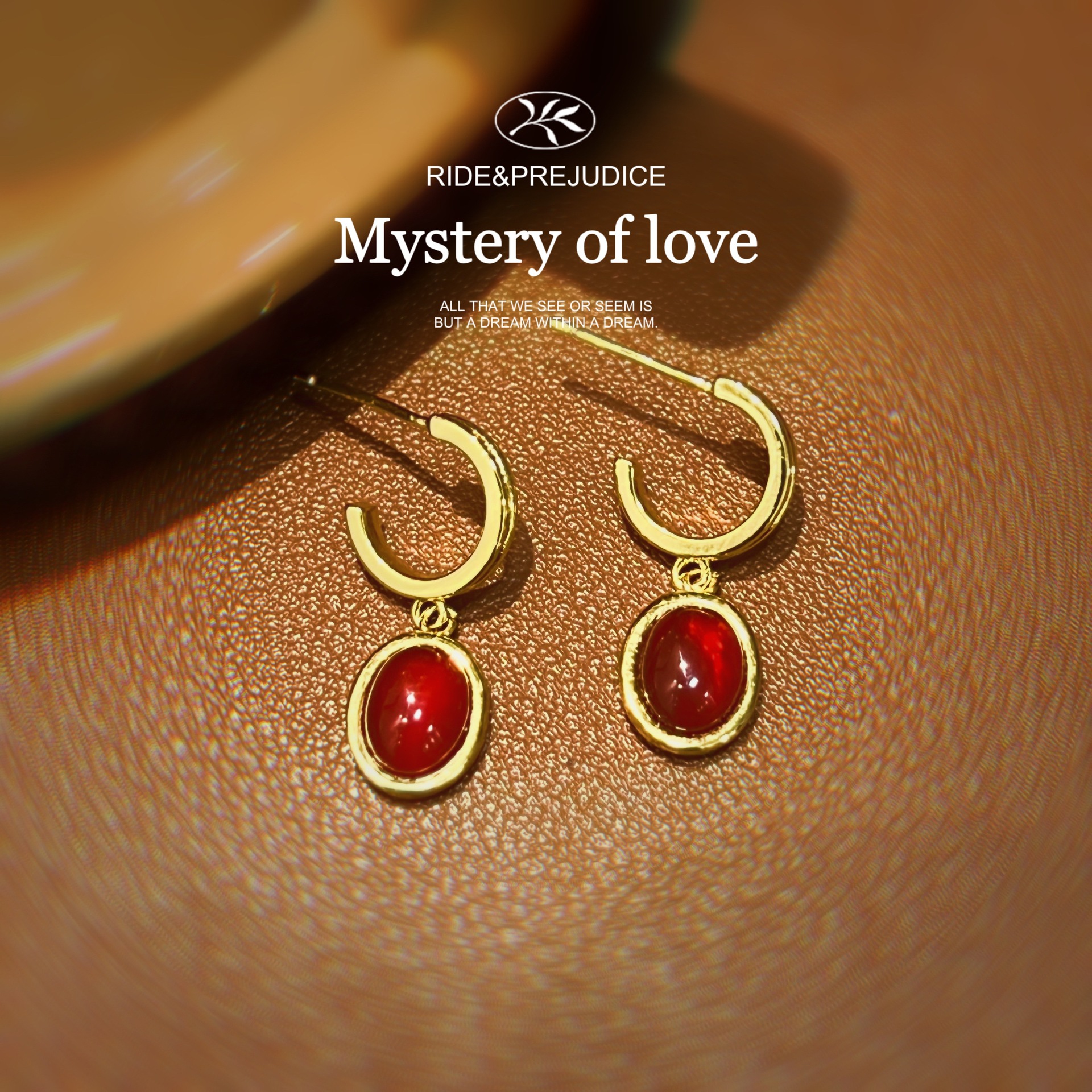 法国《设计师》天然复古红玛瑙耳环莫妮卡系列高级轻奢小众耳钉饰