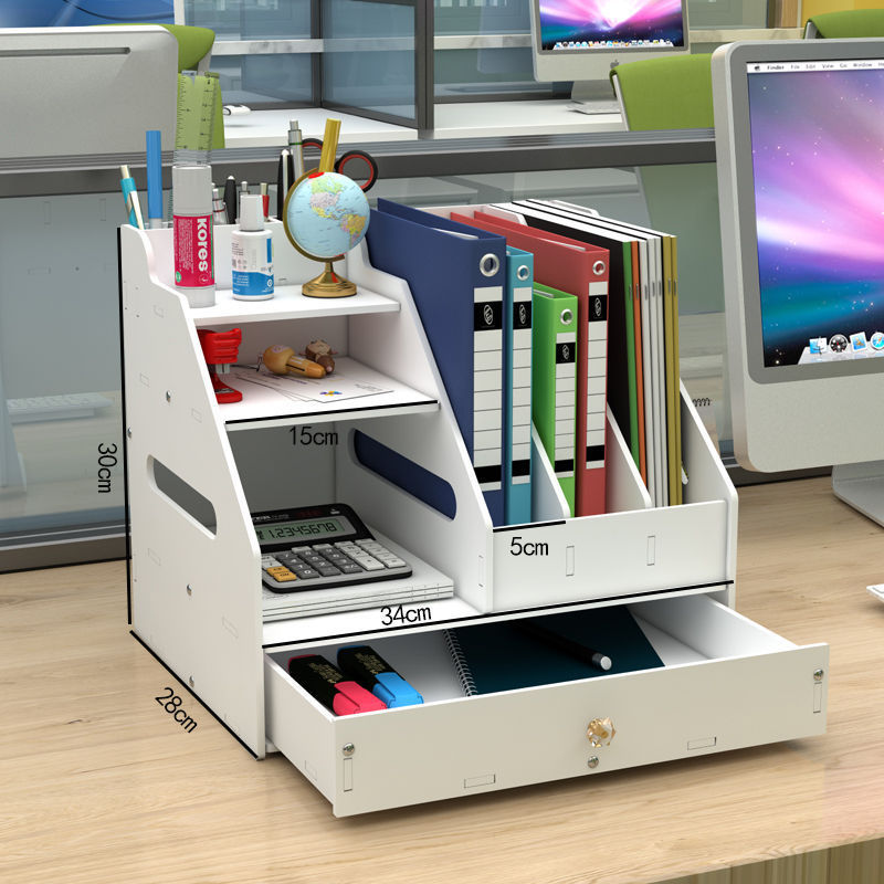 Desktop Vertical File Shelf Storage Thickened File Column Simple White File Shelf Multi-Layer Organizing File Box