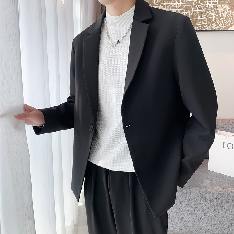 轻熟风男装戗驳领西装外套男士春秋季穿搭痞帅感休闲西服夹克