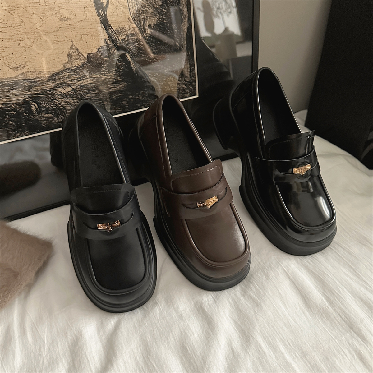 2023秋季新款真皮jk单鞋女百搭系带厚底英伦小皮鞋女配正装-阿里巴巴