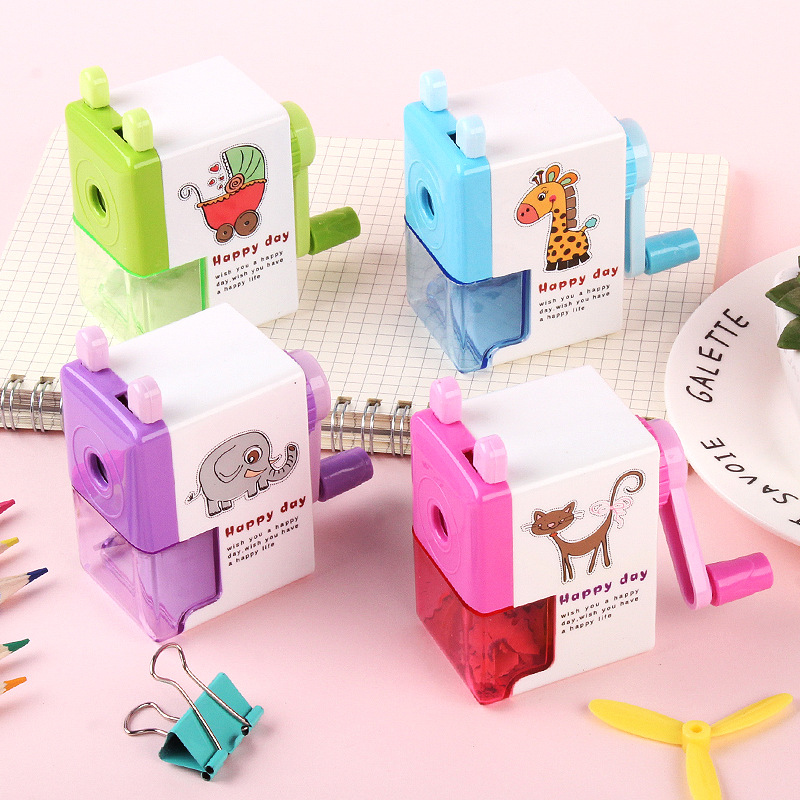 Cartoon Pencil Sharpener Pencil Shapper Creative Labor-Saving Single Hole Pencil Sharpener Hand Pencil Sharpener Boxed Student Stationery Wholesale